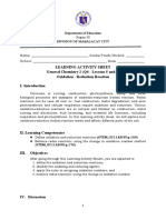 Learning Activity Sheet General Chemistry 2 (Q4 - Lessons 5 and 6) Oxidation - Reduction Reaction