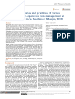 Knowledge, Attitudes and Practices of Nurses Regarding To Post-Operative Pain Management at Hospitals of Arsi Zone, Southeast Ethiopia, 2018