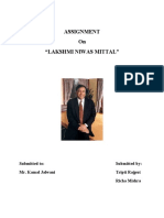 Assignment On "Lakshmi Niwas Mittal": Submitted To: Submitted By: Mr. Kamal Jalwani Tripti Rajput Richa Mishra