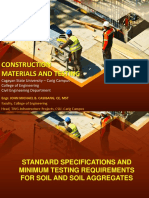 Standard Specifications and Minimum Testing