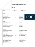 Project Management & Enterprenurship: Total No. of Lectures: 44