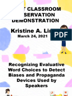 First Classroom Observation Demonstration: Kristine A. Lim