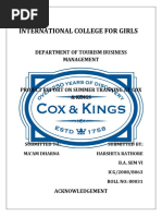 Project Report On Cox and Kings, Jaipur