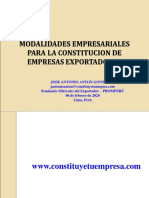 Modalidades Empresariales para La Constitucion de Empresa Exportadoras - Promperu2020