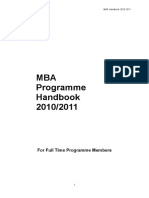 MBA Programme Handbook 2010/2011: For Full Time Programme Members