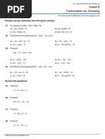 Grade 8 Factorization by Grouping: Choose Correct Answer(s) From The Given Choices