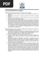 Comunicado Nueva Ola de Casos de COVID-19 en Antioquia