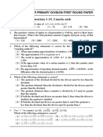 2019 2020 Upper Primary Division First Round Paper Questions 1-10, 3 Marks Each