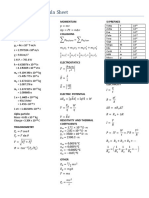 Physics 30 Formula Sheet: Constants Momentum Si Prefixes