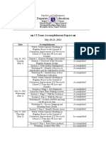 Department of Education: CI Team Accomplishment Report