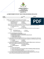 Achievement/Post Test For Business Finance