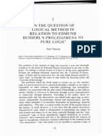 Natorp, On The Question of The Logical Method in Relation To E Husserls Prolegomana To Pure Logic