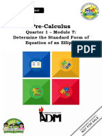 Pre-Calculus: Quarter 1 - Module 7: Determine The Standard Form of Equation of An Ellipse