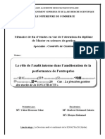 Le Rôle de L'audit Interne Dans L'amélioration de La PERFORMANCE DE LENTREPRISE SONATRACH