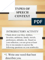 Types of Speech Context