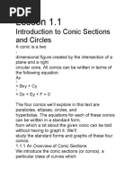 Lesson 1.1: Introduction To Conic Sections and Circles