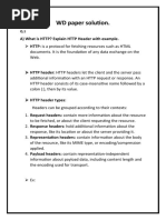 WD Paper Solution.: A) What Is HTTP? Explain HTTP Header With Example