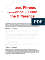 Clause, Phrase, Sentence - Learn The Difference: What Is A Phrase?