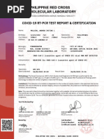 Philippine Red Cross Molecular Laboratory: Covid-19 RT-PCR Test Report & Certification