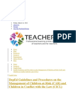 Deped Guidelines and Procedures On The Management of Children-At-Risk (Car) and Children in Conflict With The Law (Cicl)