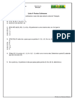 Lista 4 - Geometria Analítica-Pontos Colineares 3° Ano