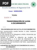 Transformacion de Lluvia A Escurrimiento