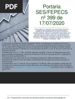 Portaria SES FEPECS N 399 de 17 de Julho de 2020