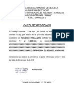 Carta de Residencia Consejo Comunal