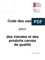 Code Des Usages Pour Des Viandes Et Des Produits Carnés de Qualité