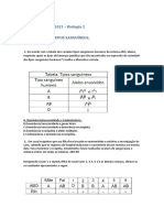 Lista de Exercícios Heranças Sanguínea.