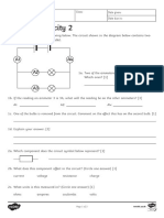 KS3 Current Electricity Homework Activity Sheet