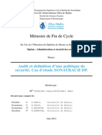 Audit Et Definition D'une Politique de Sécurité Cas D'etude SONATRACH DP