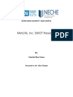 Metlife, Inc. Swot Research: Notre Dame University-Main Campus