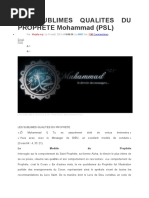 LES SUBLIMES QUALITES DU PROPHETE Mohammad