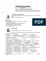 Applied Economics: Module No. 1: Week 1: First Quarter