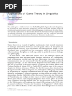 Applications of Game Theory in Linguistics: Gerhard Jaeger