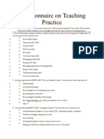 Questionnaire On Teaching Practice