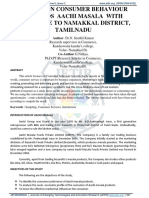 A Study On Consumer Behaviour Towards Aachi Masala With Reference To Namakkal District, Tamilnadu