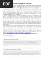 Bullying BRINCADEIRAS QUE FEREM INTERPRETAÇÃO DE TEXTO