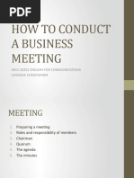 How To Conduct A Business Meeting: Wed 20202 English For Communications Cherane Christopher