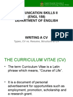 ENGL 158 - CV Writing