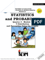 Statistics and Probability: Quarter 3 - Module 7 T-Distribution and Percentiles Using The T-Table