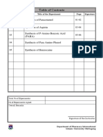 Synthesis of Paracetamol: Date Title of The Experiment Signature