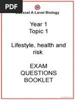 Year 1 Topic 1 Lifestyle, Health and Risk Exam Questions Booklet