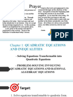 Q1W4 Solving Equations Tranformable Into Quadratic Equations Problem Solving Involving Quadratic Equation and Rational Algebraic Equations