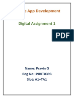 Mobile App Development: Digital Assignment 1