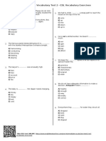 645 Pre Intermediate Vocabulary Test 2 Esl Vocabulary Exercises