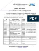 Resultado Da Analise Das Inscricoes Edital 18