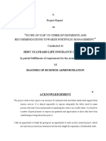 A Project Report On Scope of Ulip Vs Other Investments and Recommendations Towards Portfolio Management Conducted at