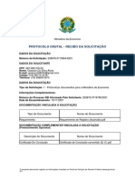 Protocolo Digital - Recibo Da Solicitação: Ministério Da Economia